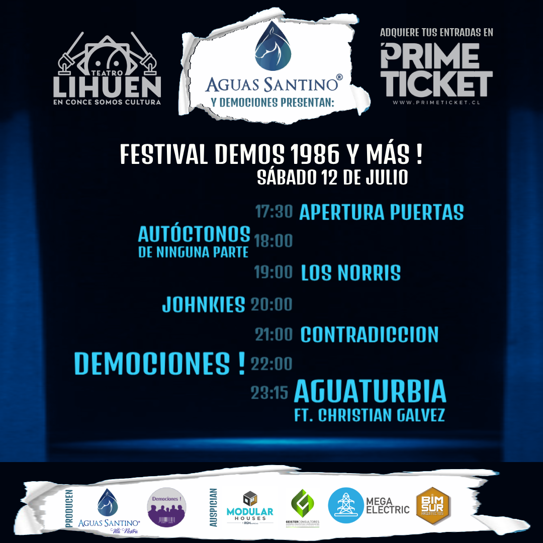 Aguas Santino y Demociones presentan: Festival Demos 1986 y Más !