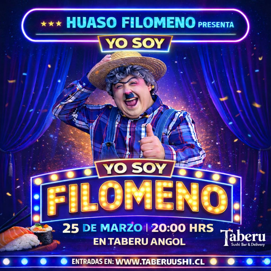 Huaso Filomeno presenta “yo soy” en TABERU SUSHI Angol
